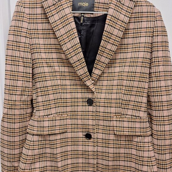 Maje Will Plaid Print Blazer - Picture 2 of 3